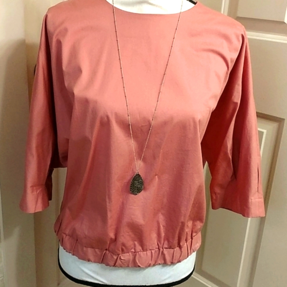 Prologue terracotta color shirt with gathered hem